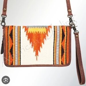 American Darling Organizer Saddle Blanket Genuine Leather Western Crossbody Bag